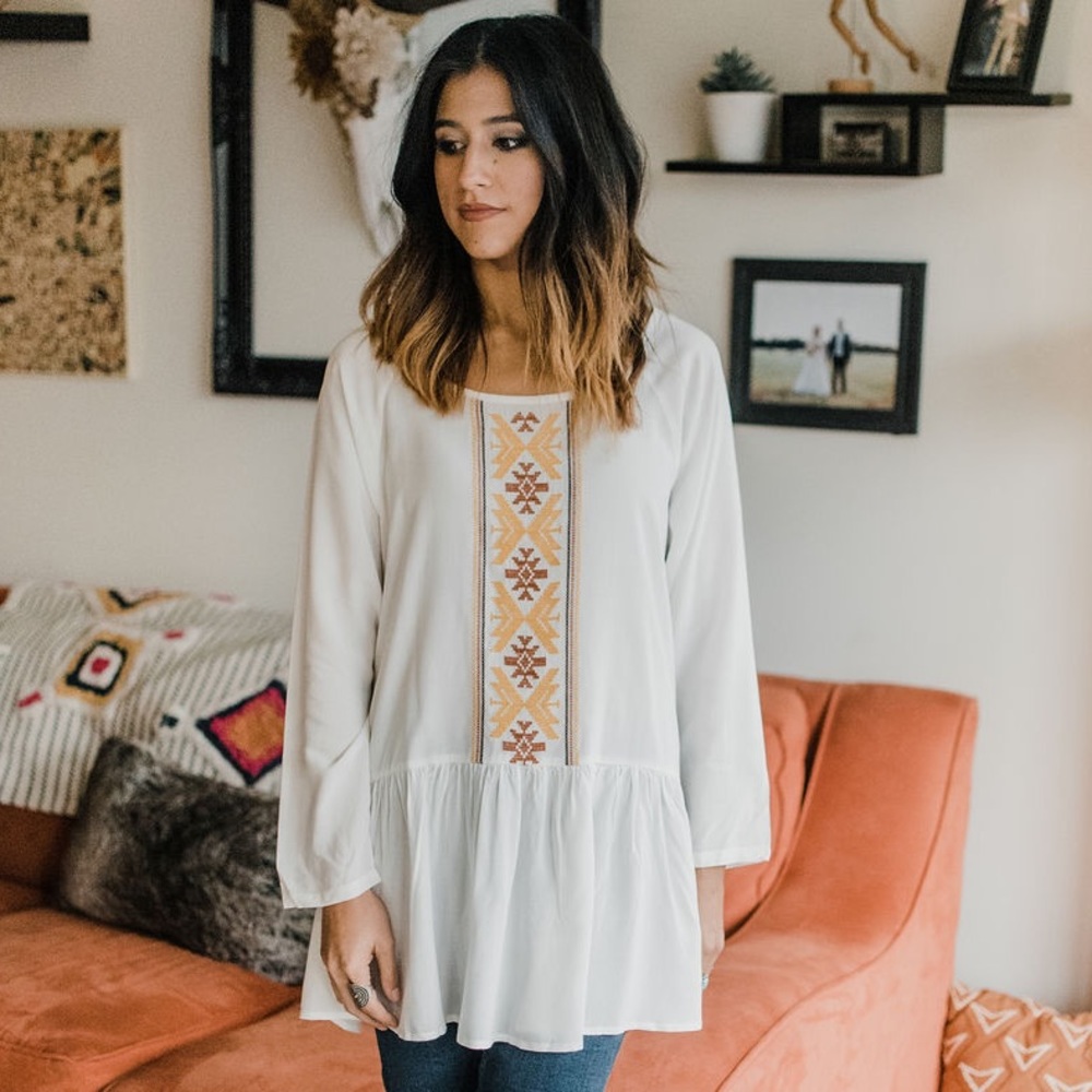 White Aztec Top